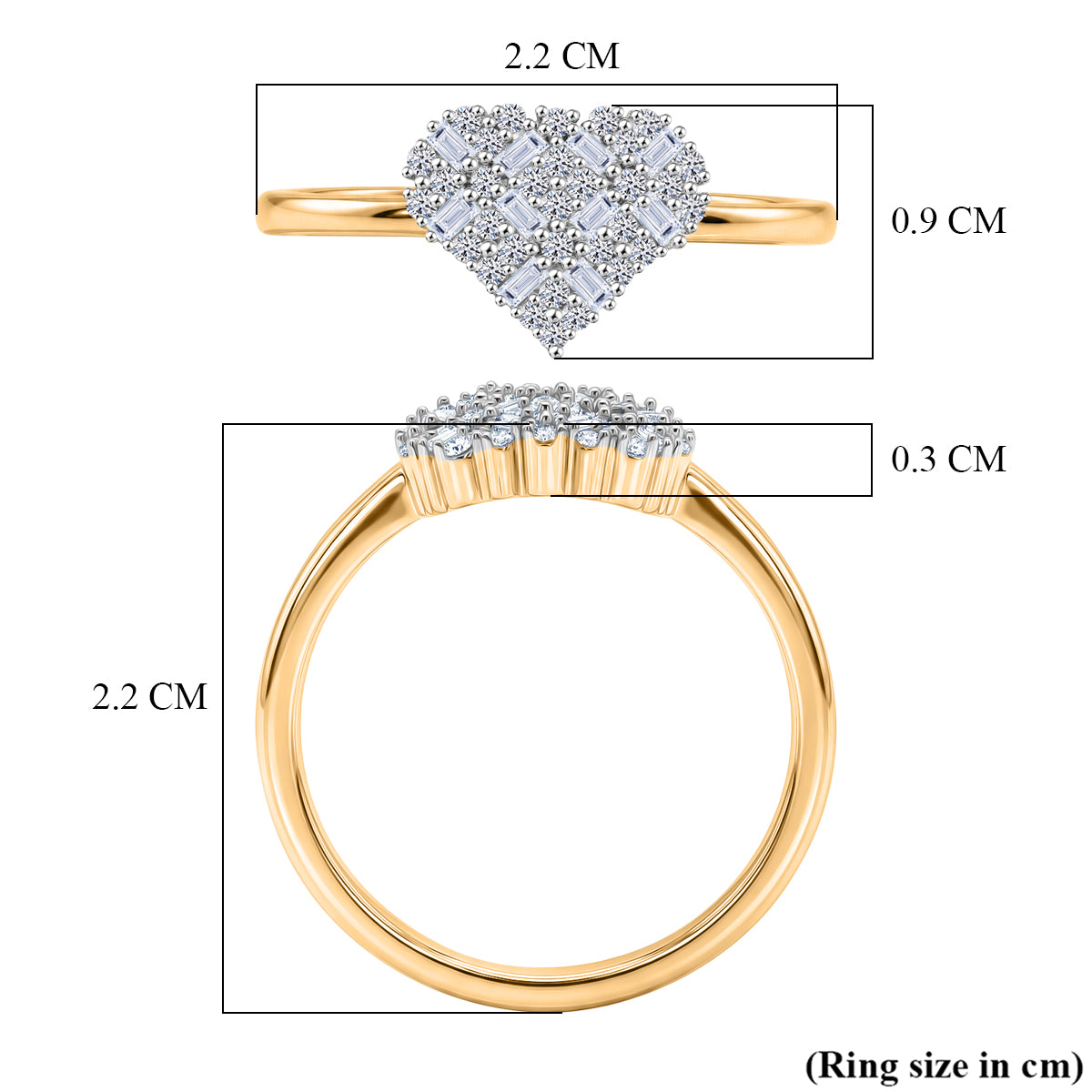 LUXURIANT Lab Grown Diamond Cluster Heart Ring in 18K Vermeil Yellow Gold Over Sterling Silver (SI-GH) 8482945 6