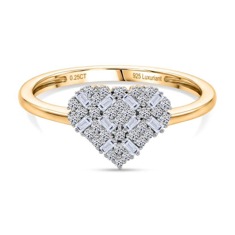 Luxuriant - Lab Grown Diamond (SI/G-H) Cluster Heart Ring in 18K Vermeil Yellow Gold Plated Sterling Silver_8482947