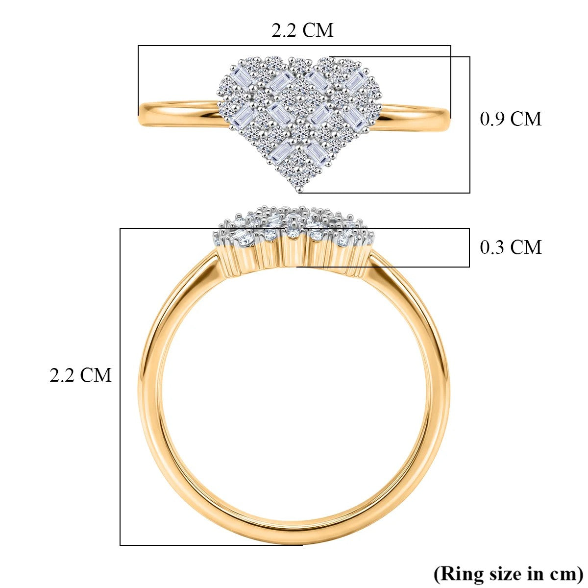 LUXURIANT Lab Grown Diamond Cluster Heart Ring in 18K Vermeil Yellow Gold Over Sterling Silver (SI-GH) V32697713 6