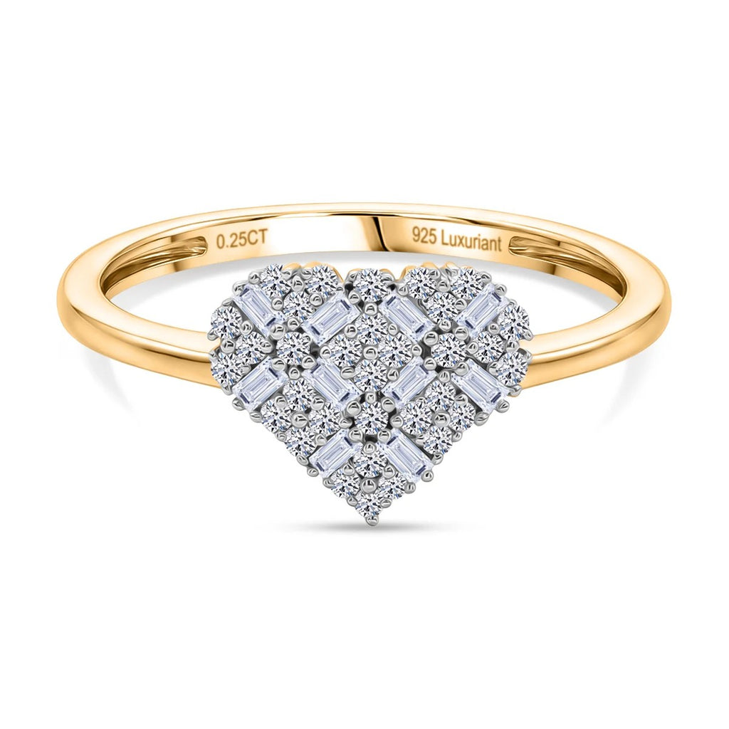 Luxuriant - Lab Grown Diamond (SI/G-H) Cluster Heart Ring in 18K Vermeil Yellow Gold Plated Sterling Silver_8482975