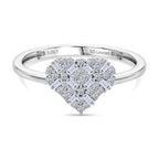 Luxuriant - Lab Grown Diamond (SI/G-H) Cluster Heart Ring in Rhodium Overlay Sterling Silver_8482989