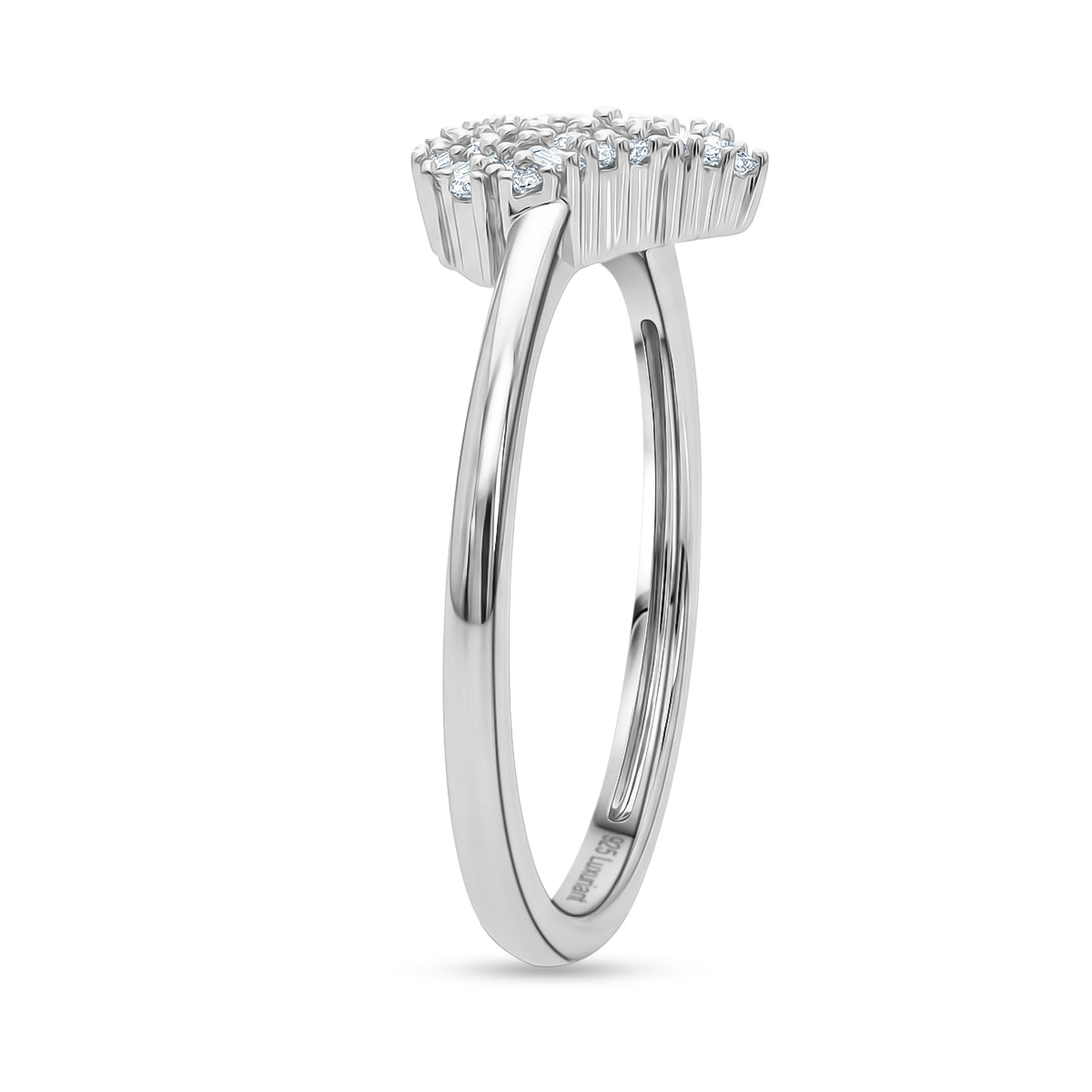 LUXURIANT Lab Grown Diamond Cluster Heart Ring in Rhodium Overlay Sterling Silver (SI-GH) V32682035 4