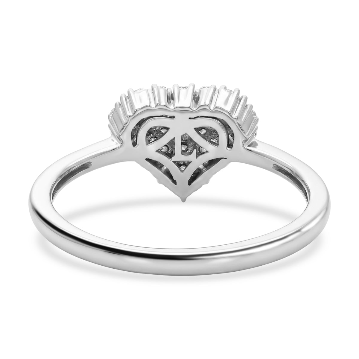 LUXURIANT Lab Grown Diamond Cluster Heart Ring in Rhodium Overlay Sterling Silver (SI-GH) V32682035 5