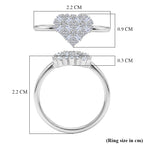 Luxuriant - Lab Grown Diamond (SI/G-H) Cluster Heart Ring in Rhodium Overlay Sterling Silver_8482989_5