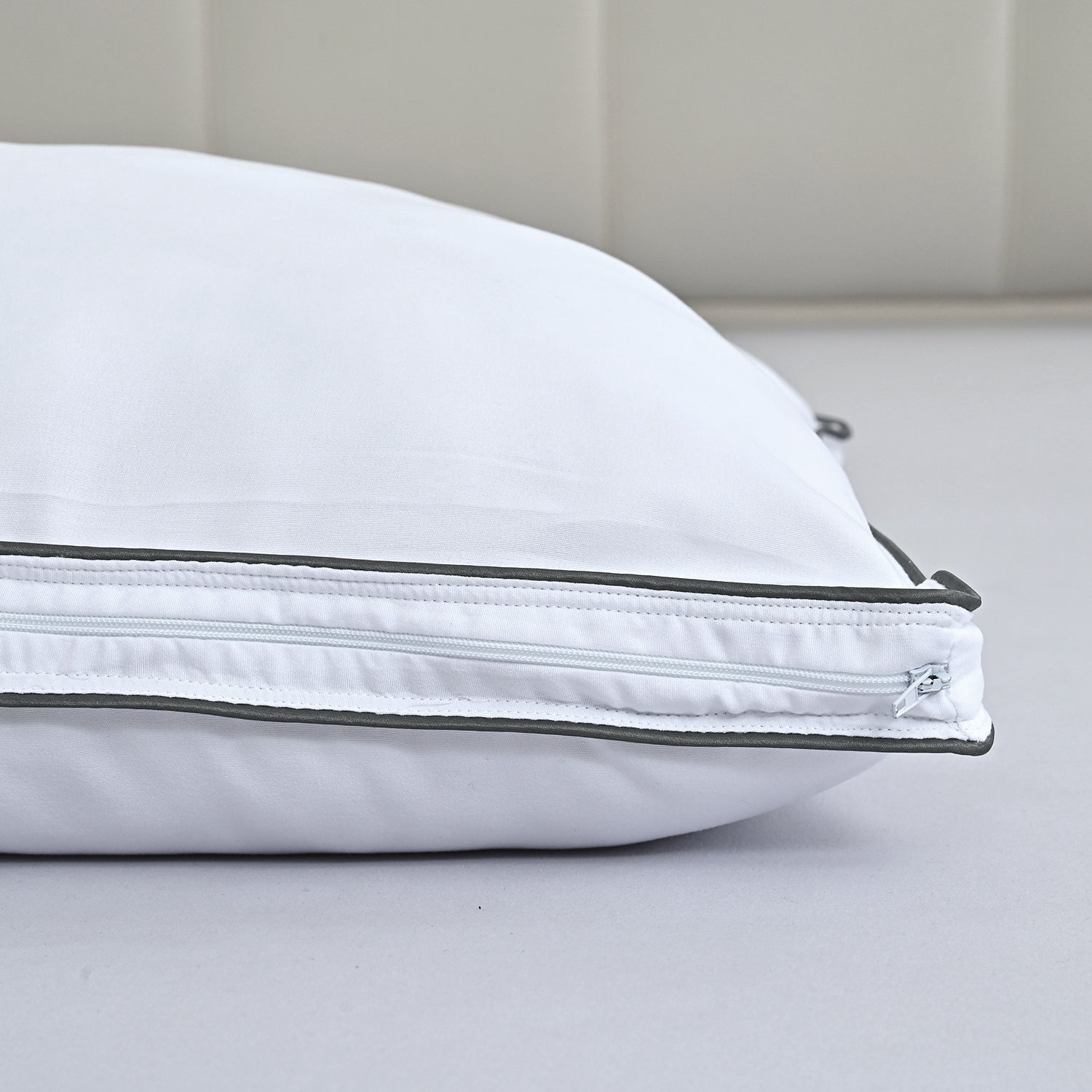 Livmore Hotel Quality Super Soft Pillow Enhancer Fillled with Faux Down (Size 50x75 cm - White with Silver Piping 8483079 4