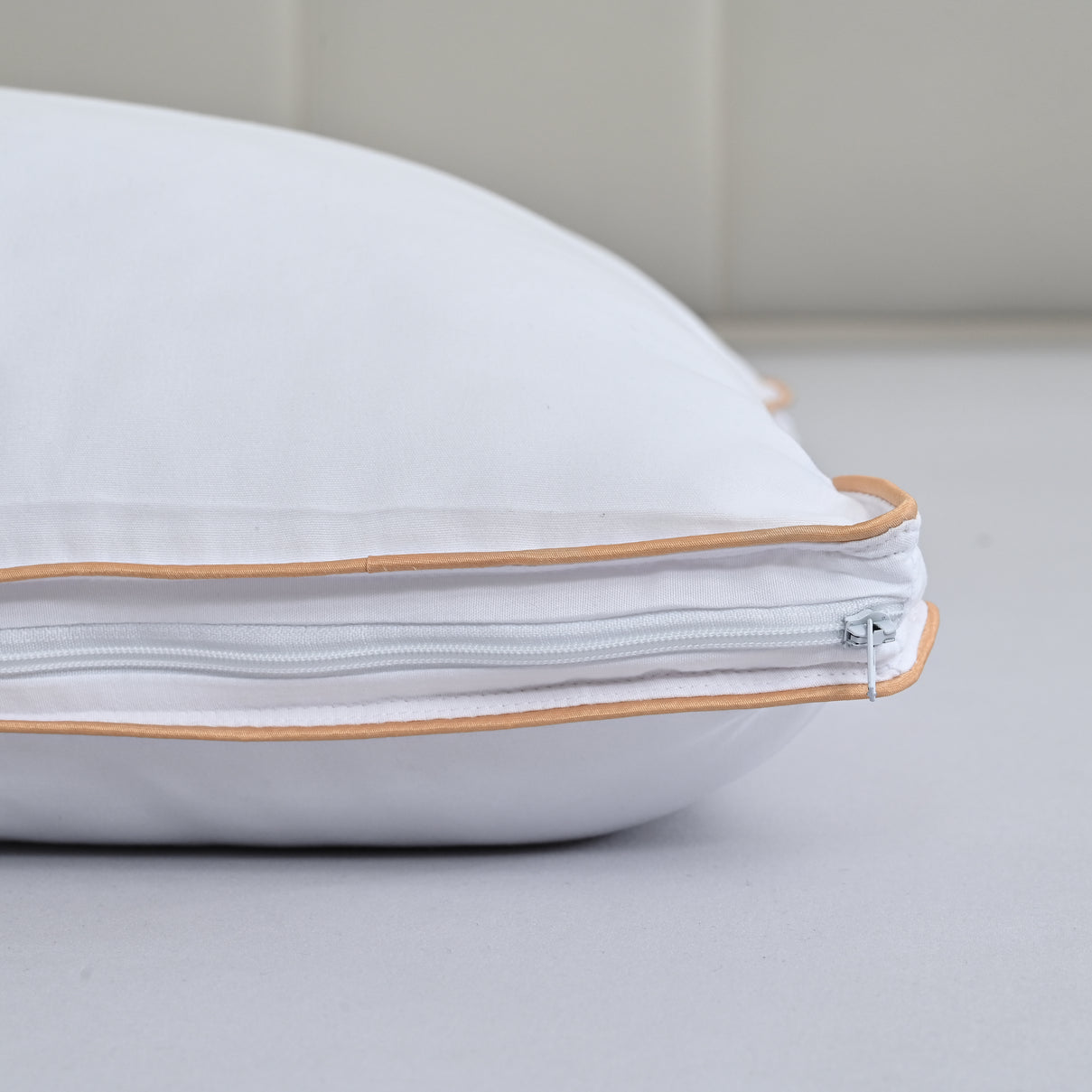 Livmore Hotel Quality Super Soft Pillow Enhancer Filled with Faux Down (Size 50x75 cm) - White with Gold Piping V32513940 5
