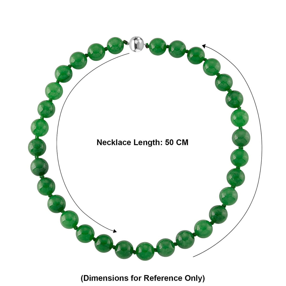 D'Joy Enhanced Green Jade Hand Knotted Beads Necklace (Size - 20) in Rhodium Overlay Sterling Silver with Magnetic Lock 300.00 Ct. V32658201 6