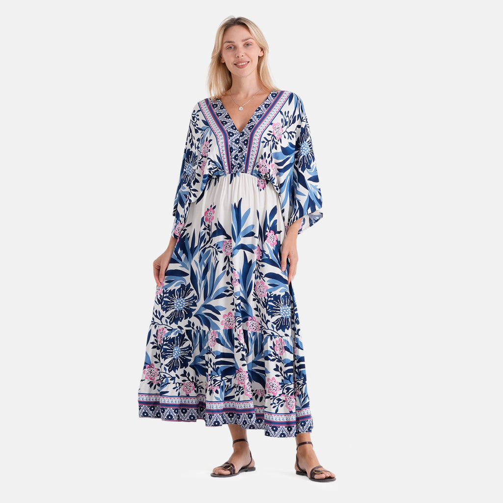 La Marey Mixed Print Elastic Waist Maxi Dress (One Size) - Multi Colour._8483257