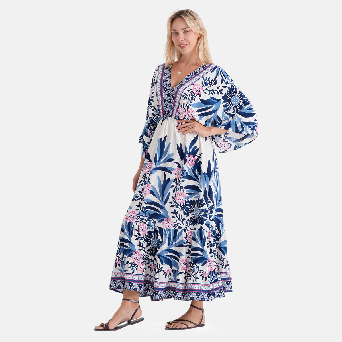 La Marey Mixed Print Elastic Waist Maxi Dress (One Size) - Multi Colour. V32515990 4