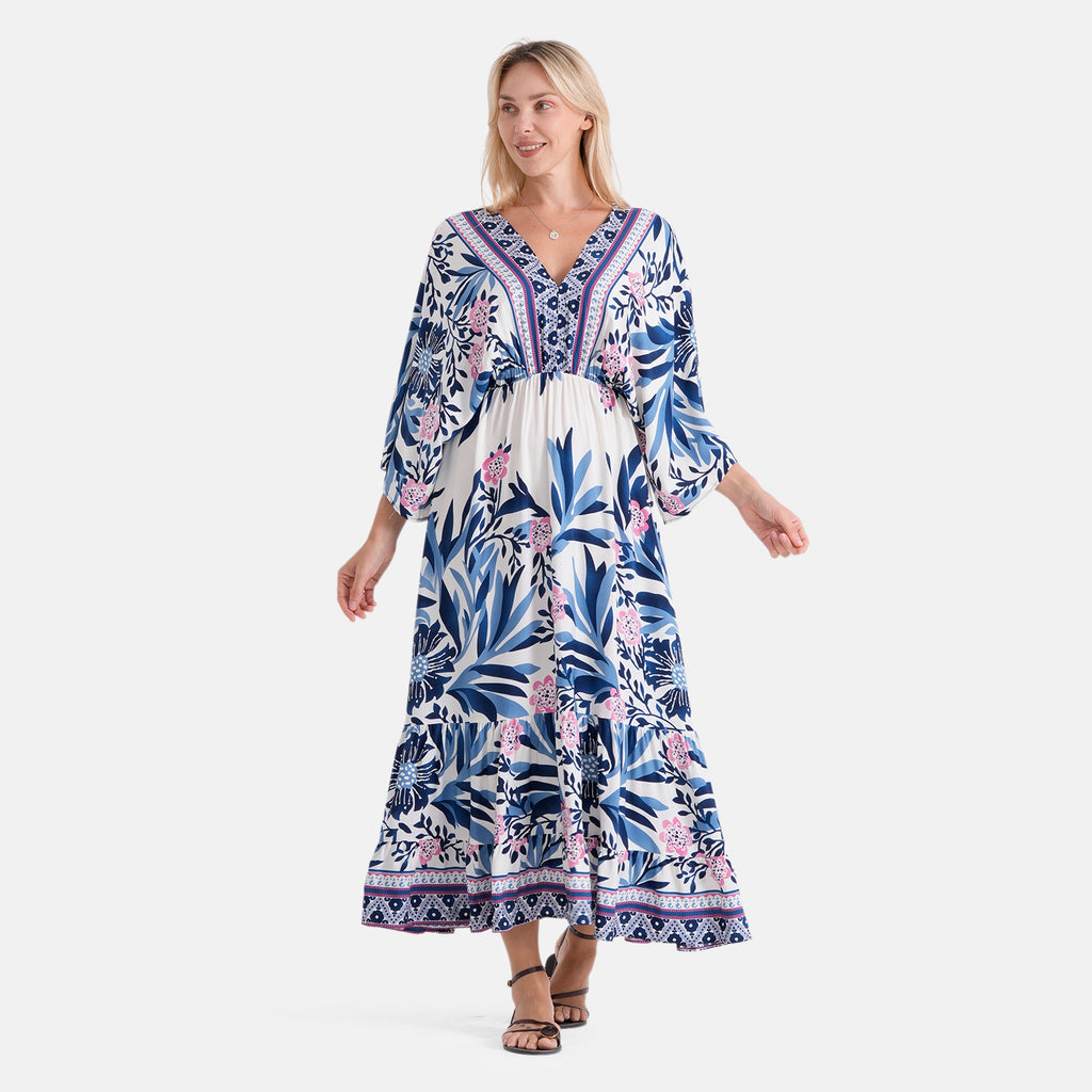 La Marey Mixed Print Elastic Waist Maxi Dress (One Size) - Multi Colour._8483257_4