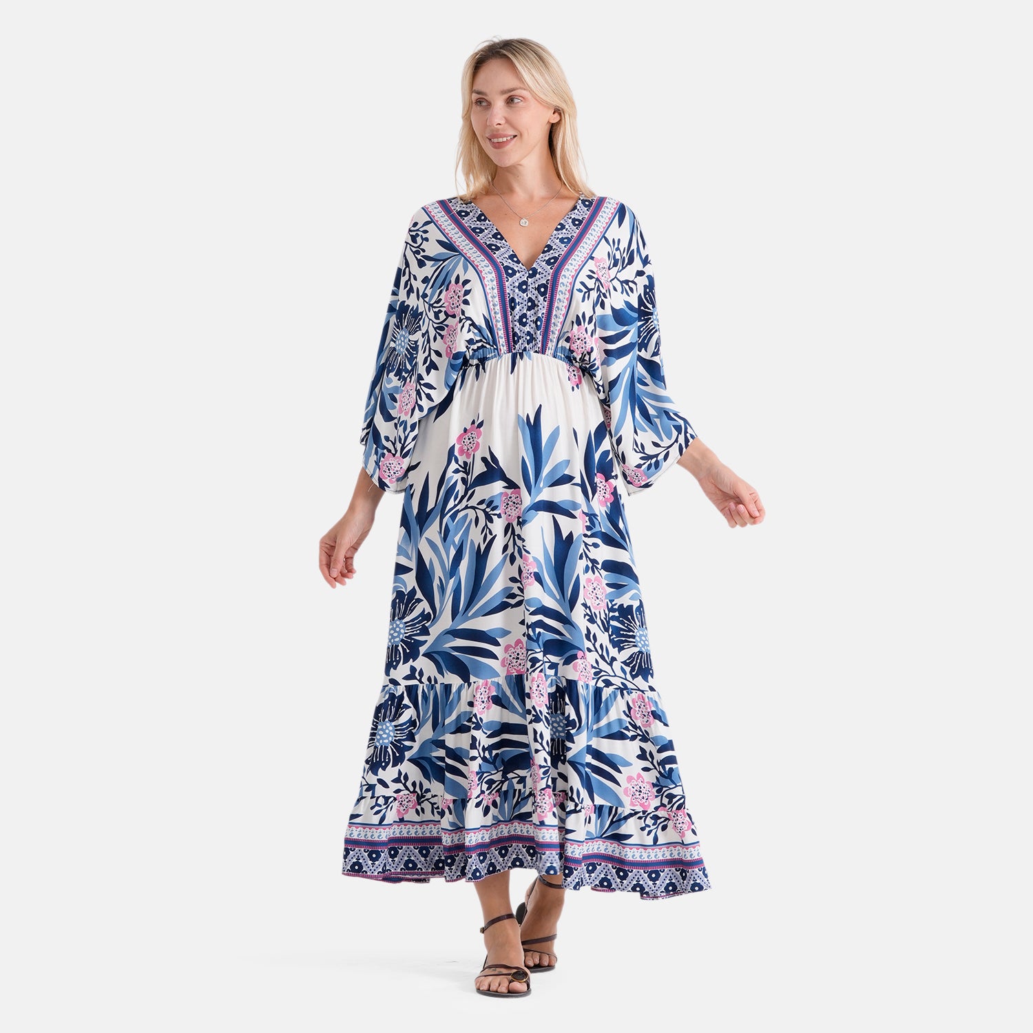 La Marey Mixed Print Elastic Waist Maxi Dress (One Size) - Multi Colour. V32515990 5