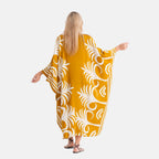 La Marey Print Kaftan (One Size, 8-22) - Mustard Yellow & White_8483279_2