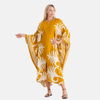 La Marey Print Kaftan (One Size, 8-22) - Mustard Yellow & White_8483279_4