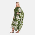 La Marey Print Kaftan (One Size, 8-22) - Forest Green & White_8483280_3