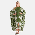 La Marey Print Kaftan (One Size, 8-22) - Forest Green & White_8483280_4