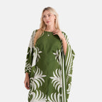 La Marey Print Kaftan (One Size, 8-22) - Forest Green & White_8483280_5