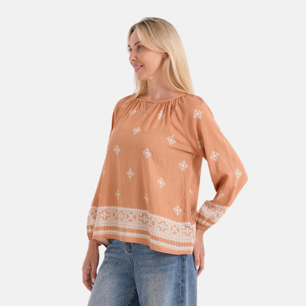La Marey Placement Print Blouse (Size S/M, 8 To 14) - Sandy Brown V32564777 4
