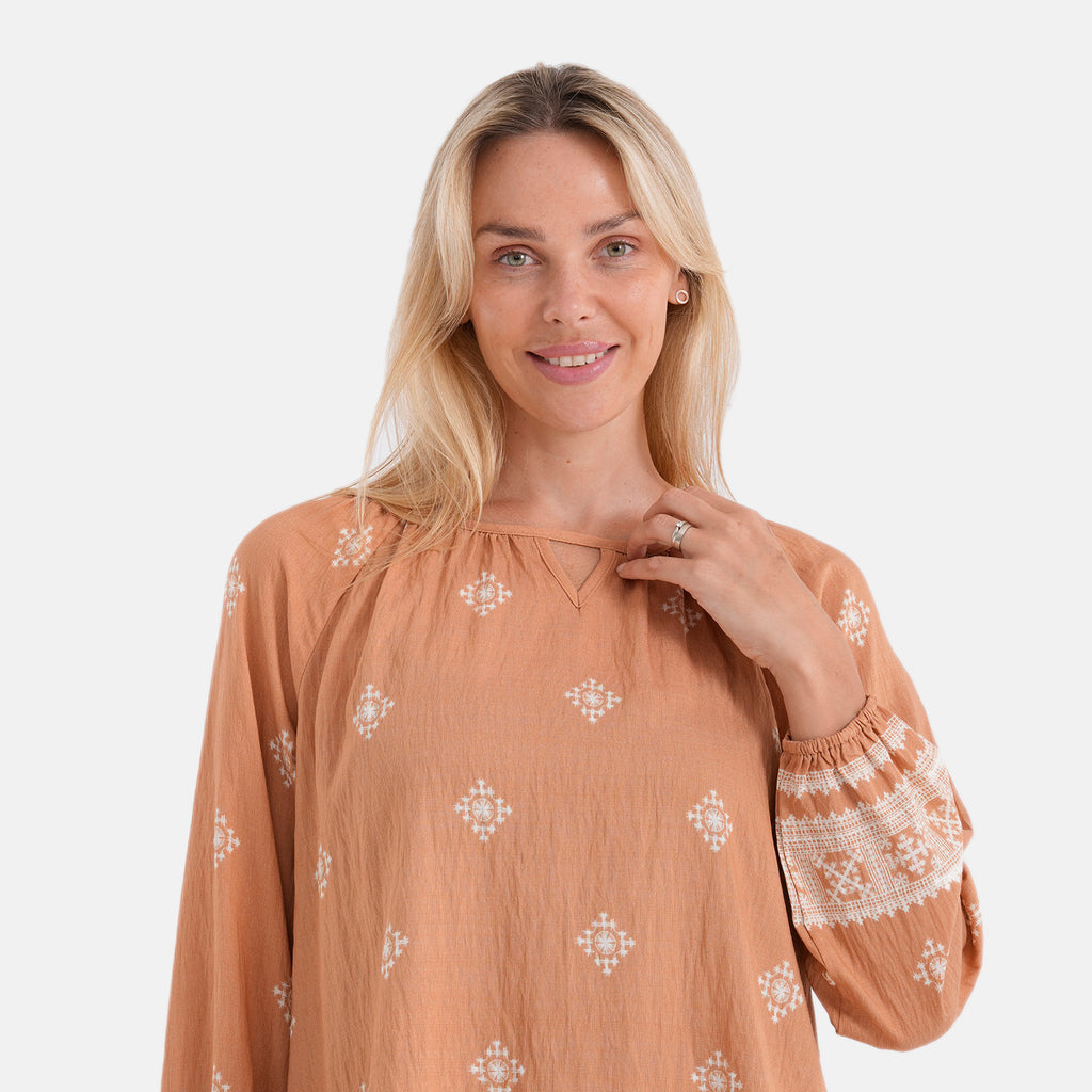 La Marey Placement Print Blouse (Size L/XL, 16 To 22) - Sandy Brown_8483495_4