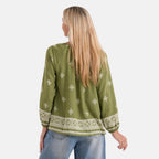 La Marey Placement Print Blouse (Size S/M, 8 To 14) - Olive Green_8483496_2