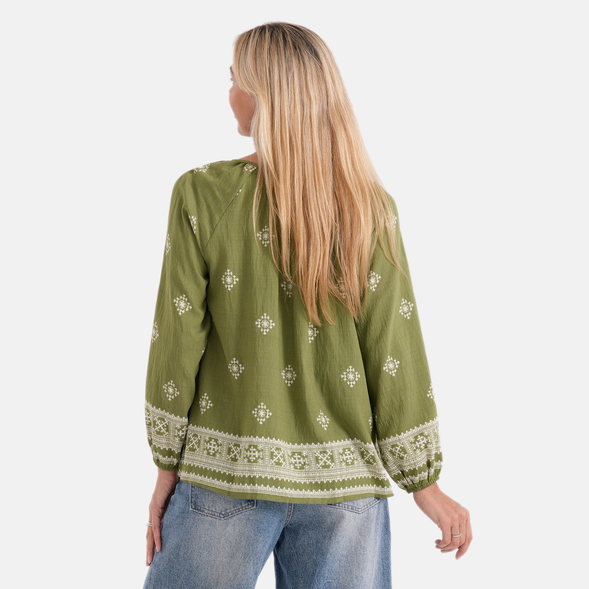 La Marey Placement Print Blouse (Size S/M, 8 To 14) - Olive Green V32605018 3