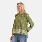 La Marey Placement Print Blouse (Size S/M, 8 To 14) - Olive Green_8483496_3