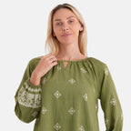 La Marey Placement Print Blouse (Size S/M, 8 To 14) - Olive Green_8483496_4