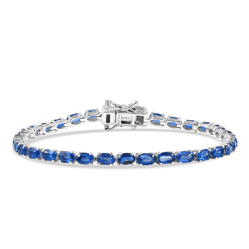 D'Joy AAA Kyanite Bracelet (Size - 8) with GB Lock Box in Rhodium Overlay Sterling Silver 13.14 Ct._8483503