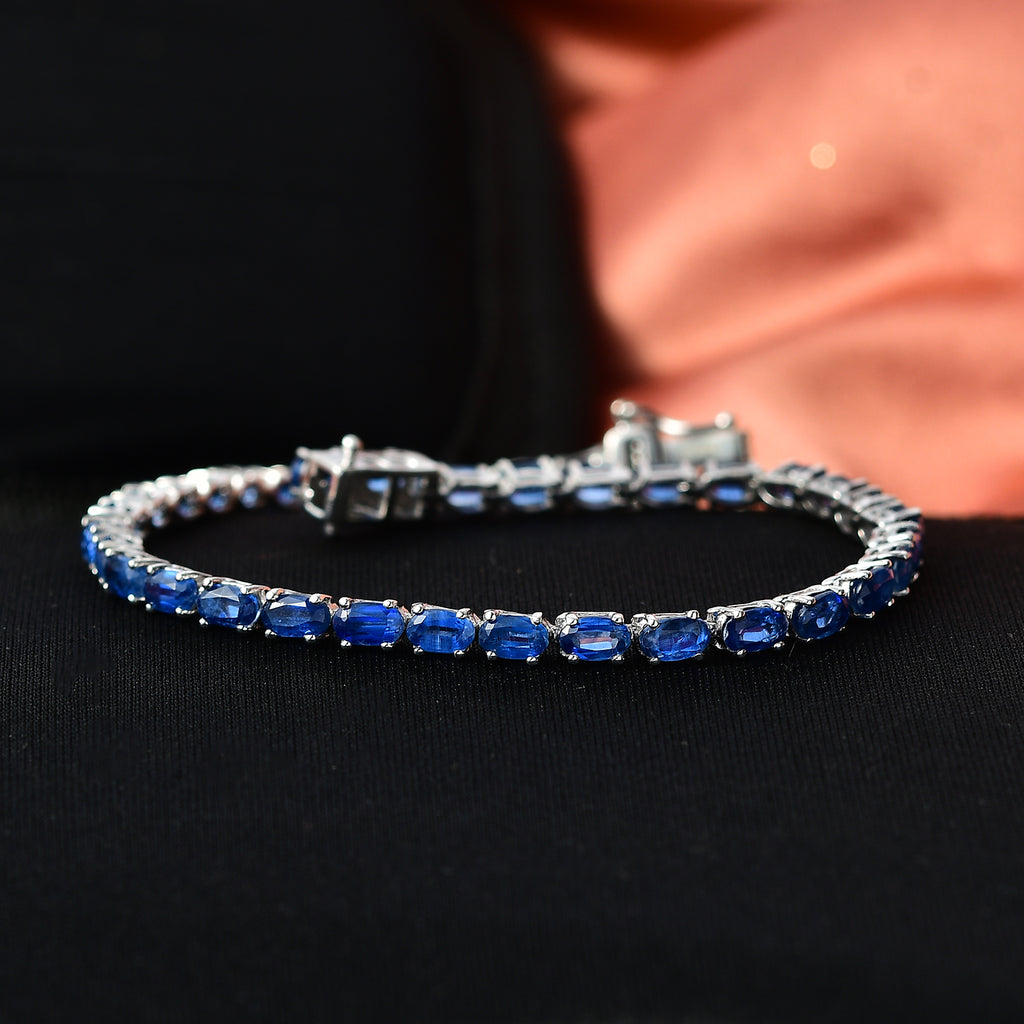 D'Joy AAA Kyanite Bracelet (Size - 8) with GB Lock Box in Rhodium Overlay Sterling Silver 13.14 Ct._8483503_2
