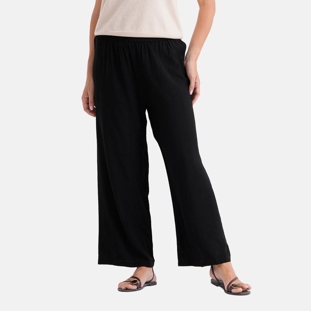 La Marey Women's Relaxed Fit Wide-Leg Trousers (Size - S/M, 8-14) - Black_8483859