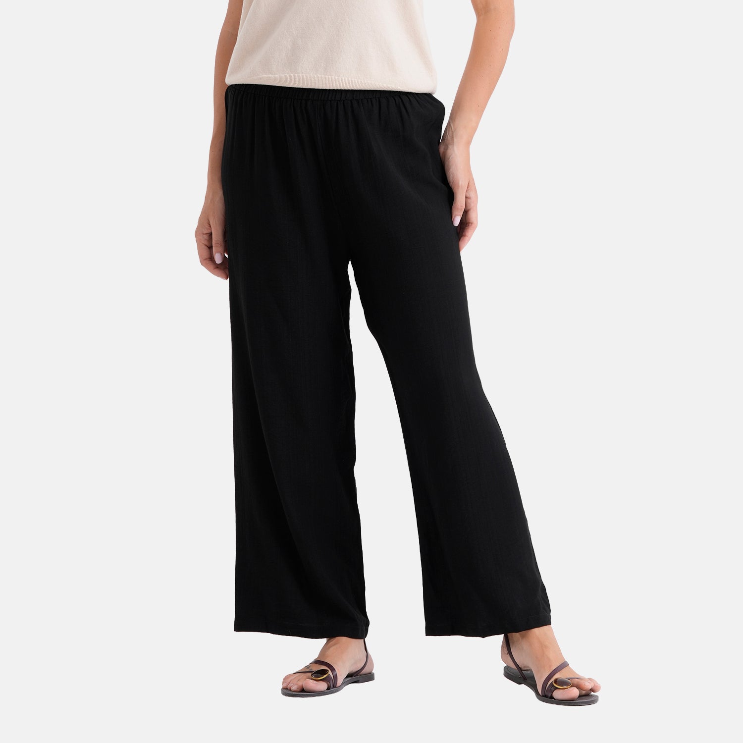 La Marey Women's Relaxed Fit Wide-Leg Trousers (Size - S/M, 8-14) - Black 8483859 0