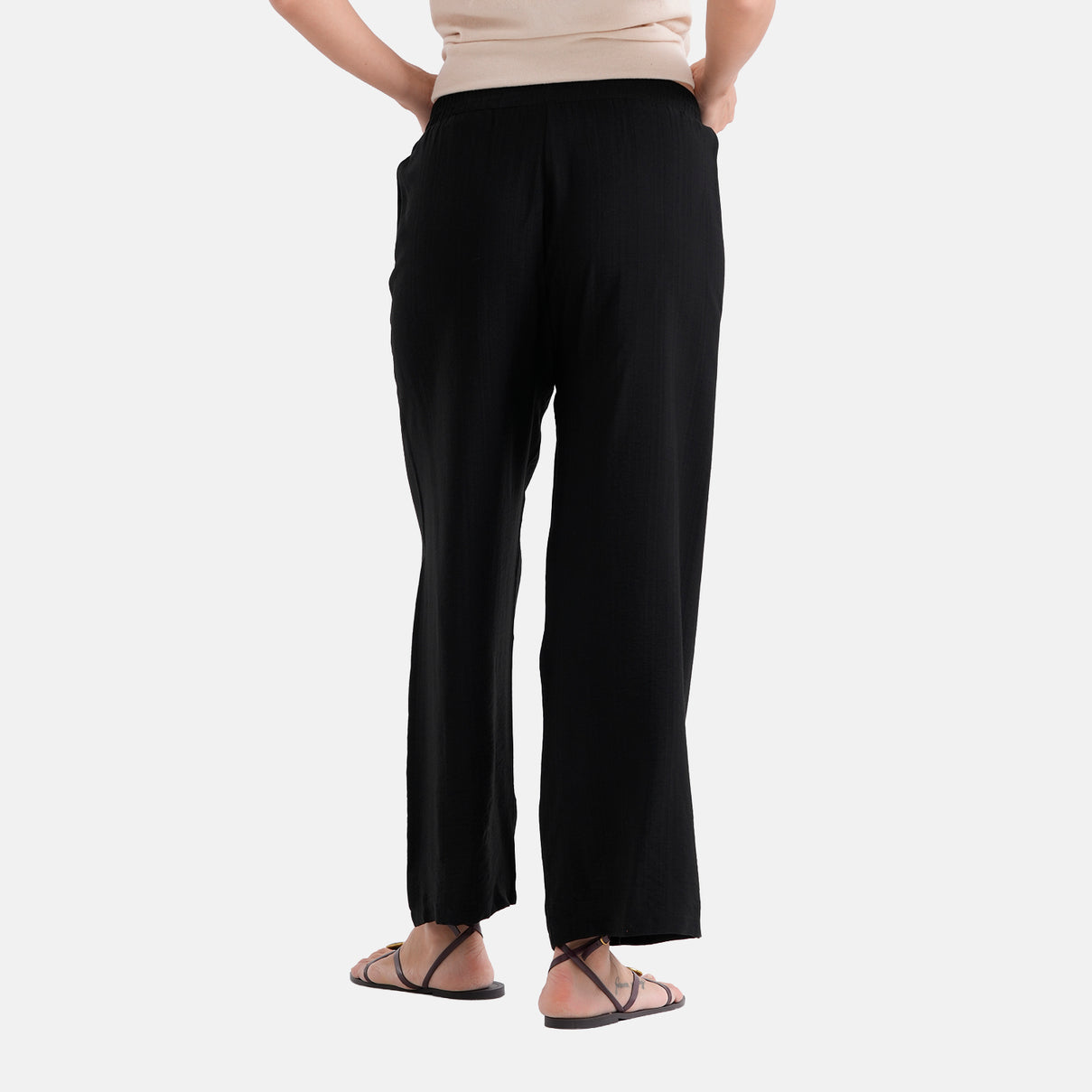 La Marey Women's Relaxed Fit Wide-Leg Trousers (Size - S/M, 8-14) - Black 8483859 3