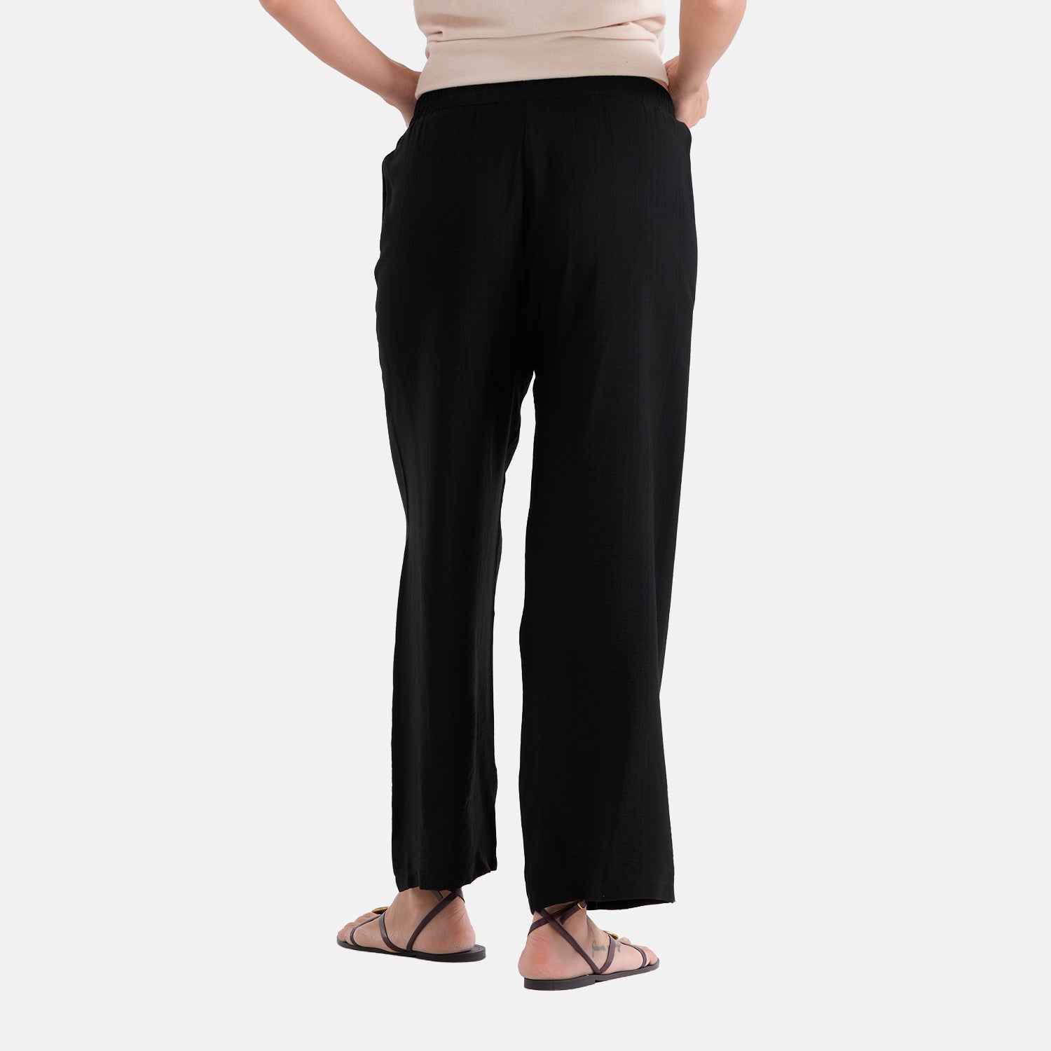 La Marey Women's Relaxed Fit Wide-Leg Trousers (Size - S/M, 8-14) - Black 8483859 3