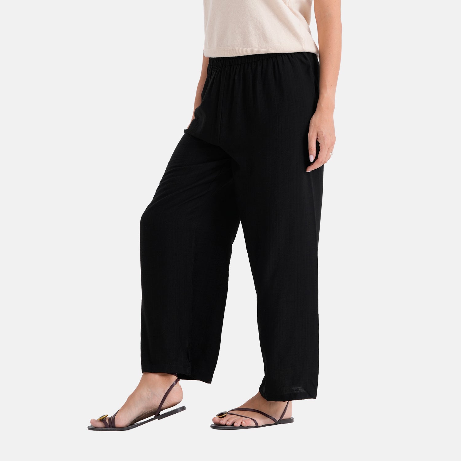 La Marey Women's Relaxed Fit Wide-Leg Trousers (Size - S/M, 8-14) - Black 8483859 4