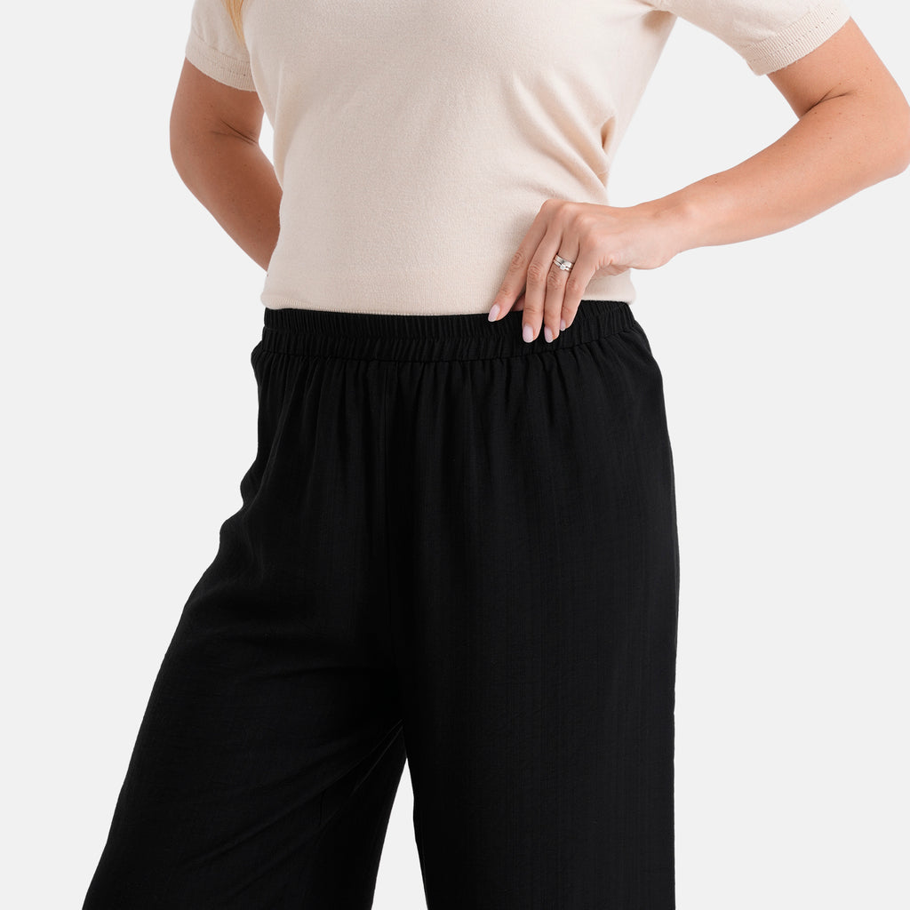 La Marey Women's Relaxed Fit Wide-Leg Trousers (Size - S/M, 8-14) - Black_8483859_4