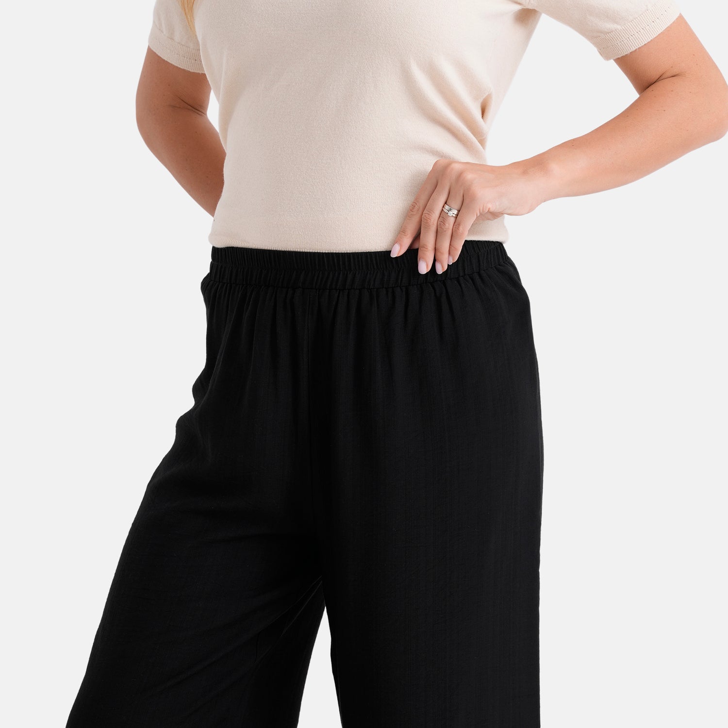 La Marey Women's Relaxed Fit Wide-Leg Trousers (Size - S/M, 8-14) - Black 8483859 5