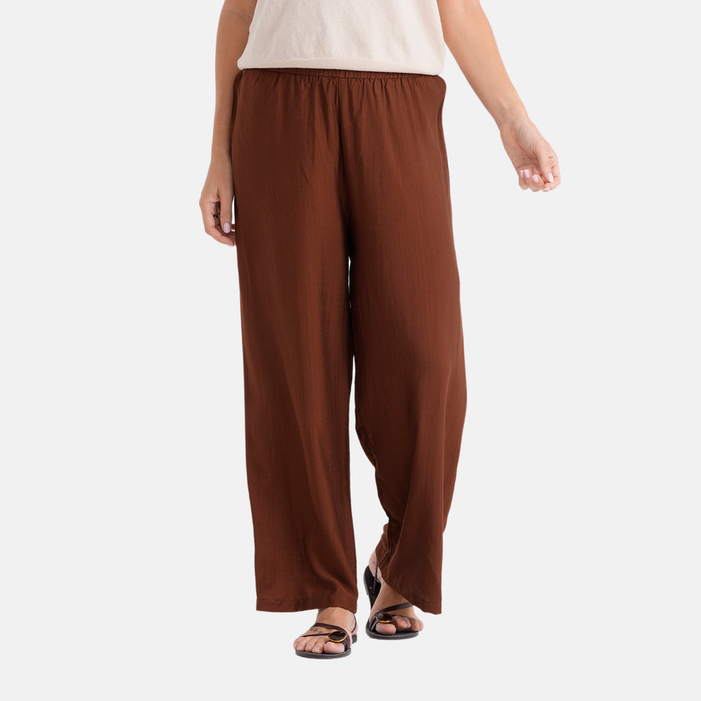 La Marey Women's Relaxed Fit Wide-Leg Trousers (Size - S/M, 8-14) - Brown_8483871