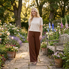 La Marey Women's Relaxed Fit Wide-Leg Trousers (Size - S/M, 8-14) - Brown_8483871_1