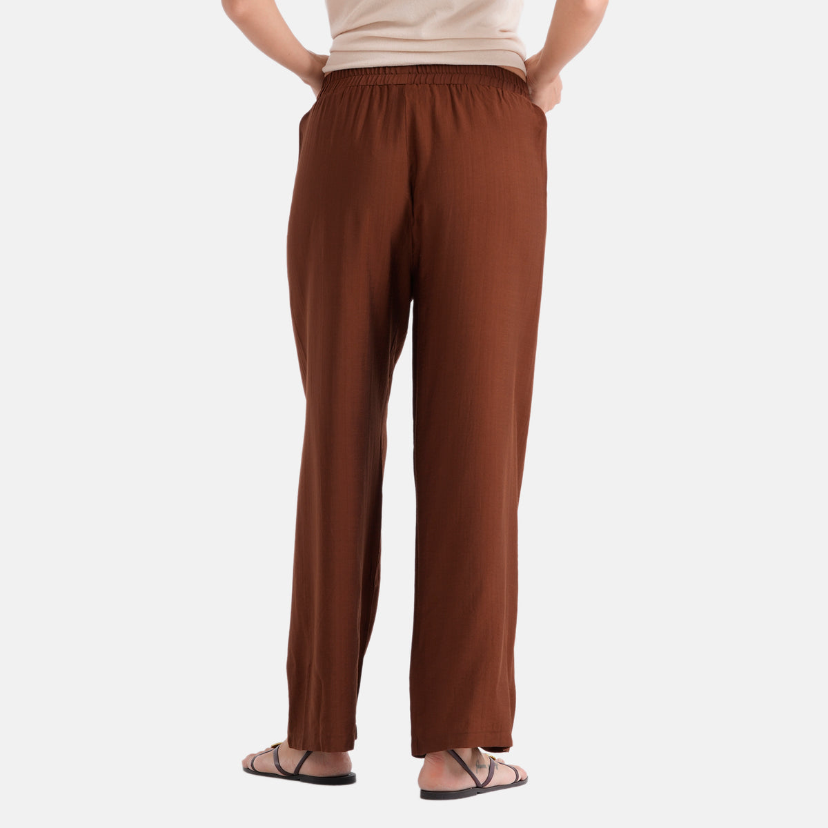 La Marey Women's Relaxed Fit Wide-Leg Trousers (Size - S/M, 8-14) - Brown V32614617 3