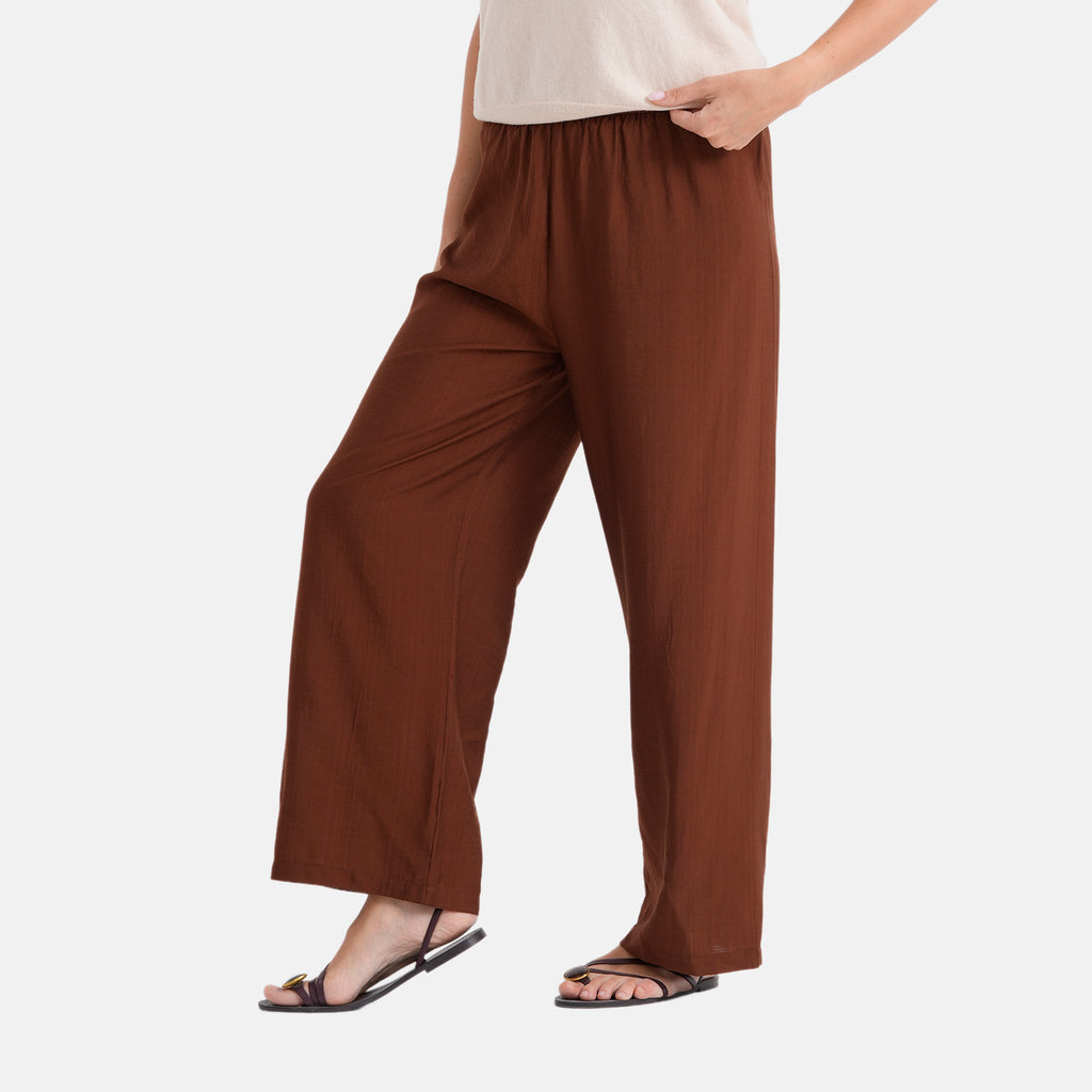 La Marey Women's Relaxed Fit Wide-Leg Trousers (Size - S/M, 8-14) - Brown_8483871_3