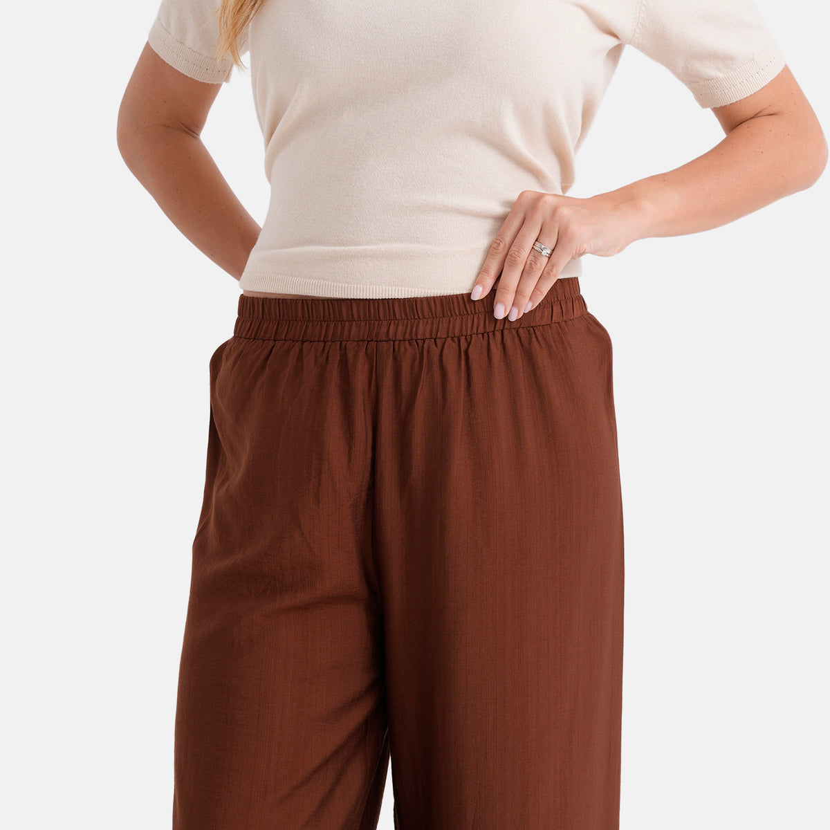 La Marey Women's Relaxed Fit Wide-Leg Trousers (Size - S/M, 8-14) - Brown V32614617 5
