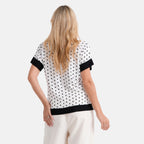 La Marey Womens Polka Dot Short Sleeve Blouse (Size S/M, 8-14) - White & Black_8483906_2