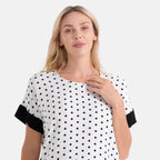 La Marey Womens Polka Dot Short Sleeve Blouse (Size L/XL, 16-22) - White & Black_8483907_4