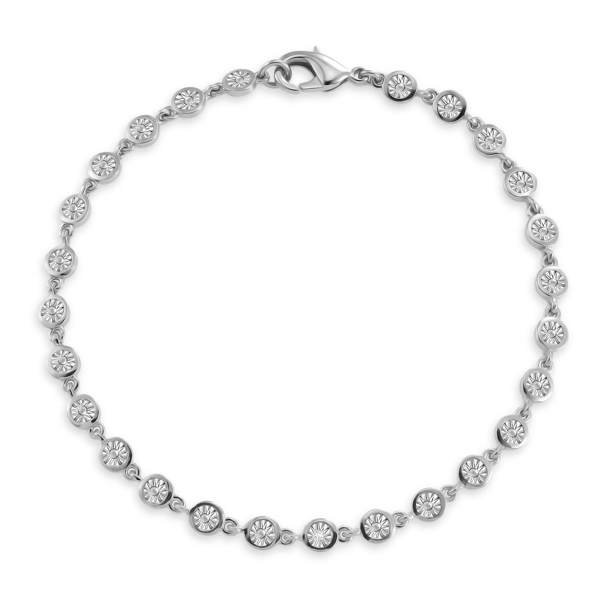 EverTrue Bezel-Set Round Natural White Diamond Tennis Bracelet (Size - 7.5) with Lobster Clasp in White V32520521 0