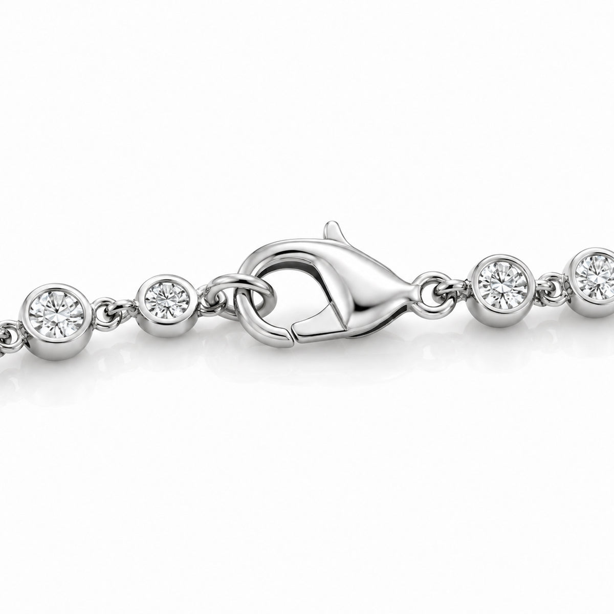EverTrue Bezel-Set Round Natural White Diamond Tennis Bracelet (Size - 7.5) with Lobster Clasp in White V32520521 4