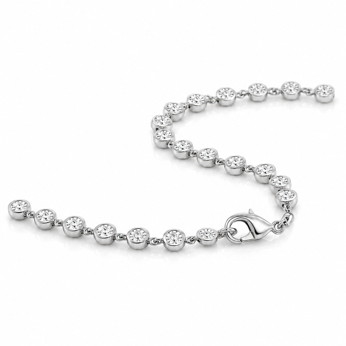 EverTrue Bezel-Set Round Natural White Diamond Tennis Bracelet (Size - 7.5) with Lobster Clasp in White V32520521 5
