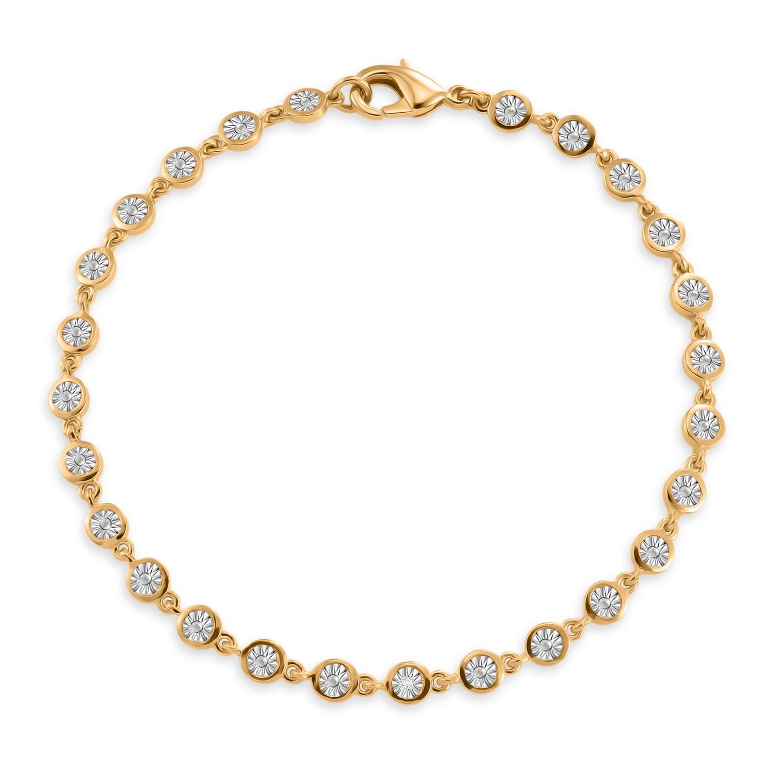 EverTrue Bezel-Set Round Natural White Diamond Tennis Bracelet (Size - 7.5) with Lobster Clasp in Yellow 8484038 0