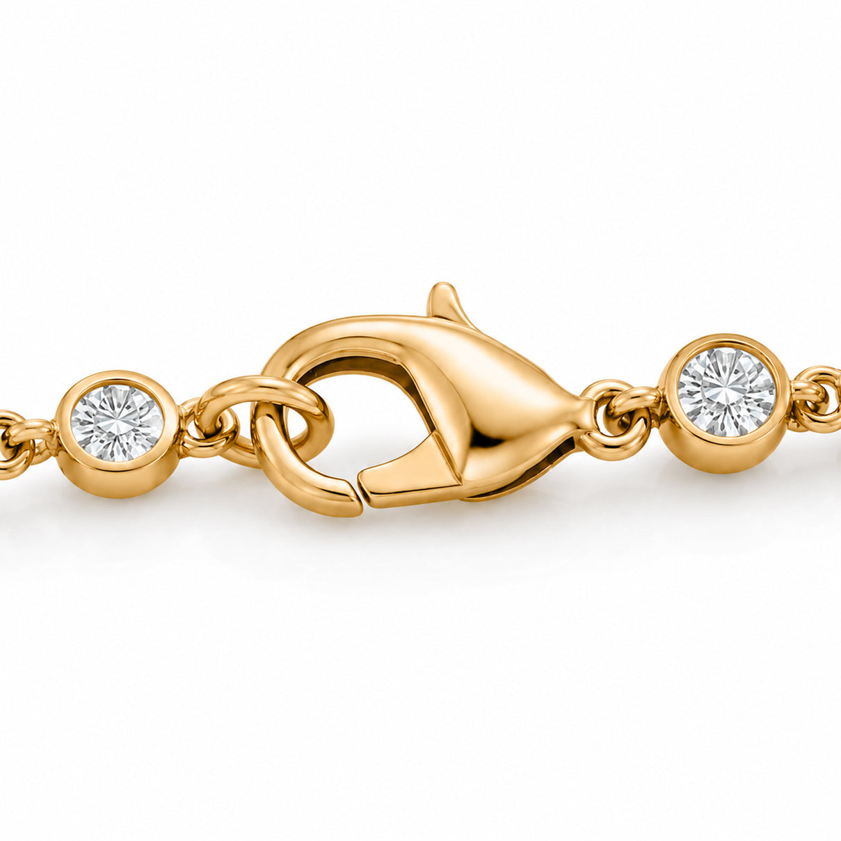 EverTrue Bezel-Set Round Natural White Diamond Tennis Bracelet (Size - 7.5) with Lobster Clasp in Yellow 8484038 4