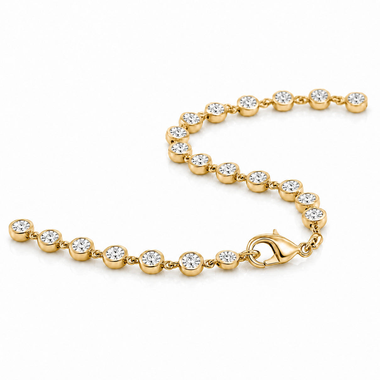 EverTrue Bezel-Set Round Natural White Diamond Tennis Bracelet (Size - 7.5) with Lobster Clasp in Yellow 8484038 5