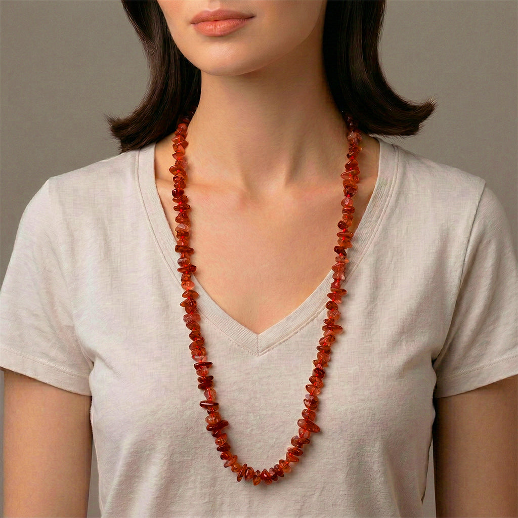 Carnelian Chips Necklace (Size - 32) 353.00 Ct._8484164_1