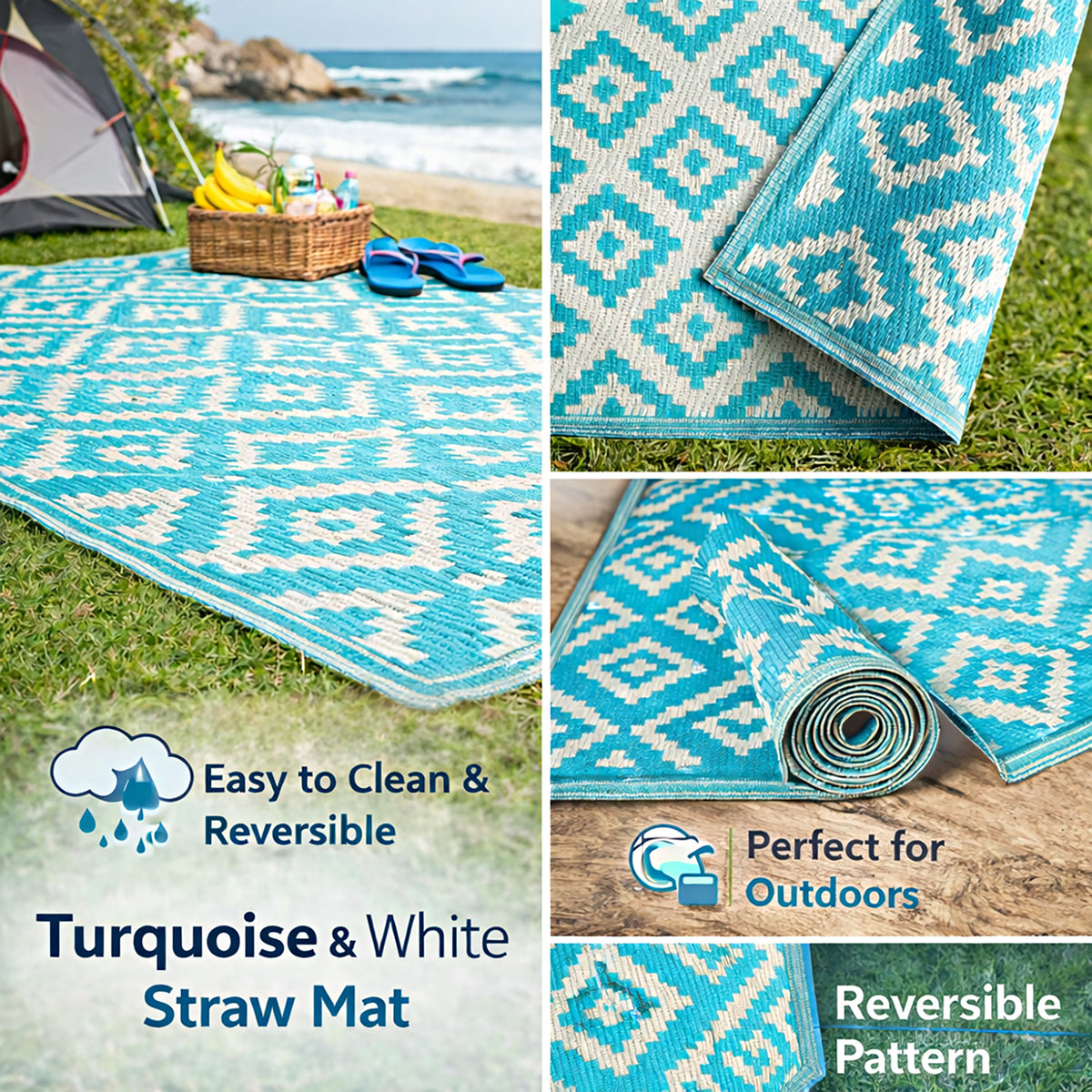 Livmore Indoor/Outdoor Rug 440 Gsm Mat (Size 120x180 Cm) - Aqua V32514368 4